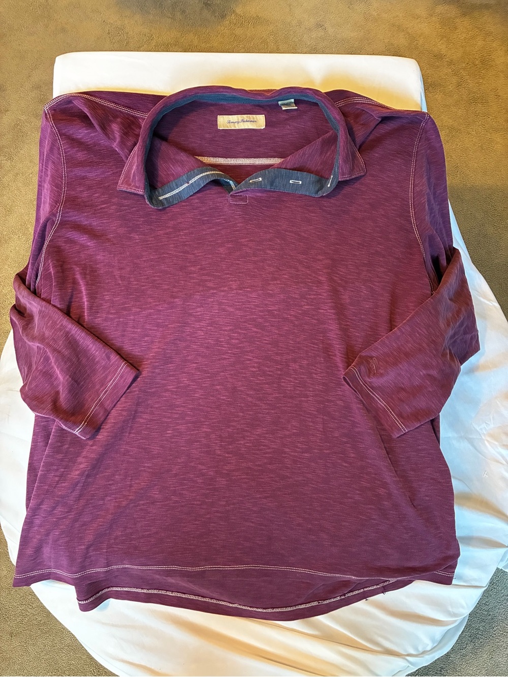 Tommy Bahama Plum Heather Long Sleeve Polo Top